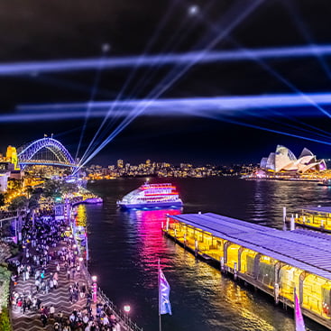 Enjoy the electric ambience of Sydney Harbour during Vivid